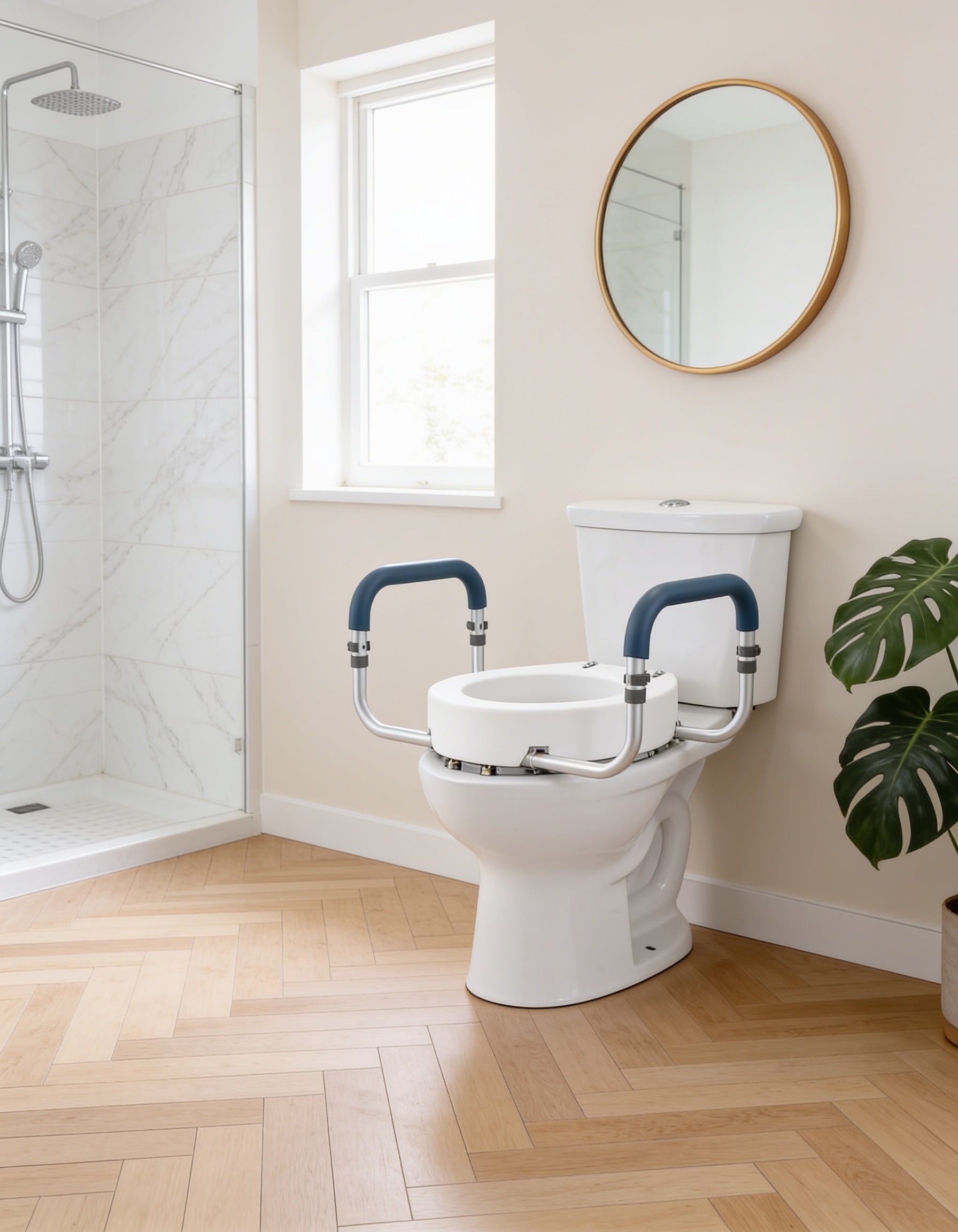 Réhausseur de toilette  +8,9cm de Hauteur | Accoudoirs Aluminium | 136kg