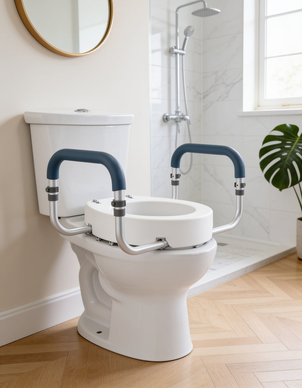 Réhausseur de toilette  +8,9cm de Hauteur | Accoudoirs Aluminium | 136kg