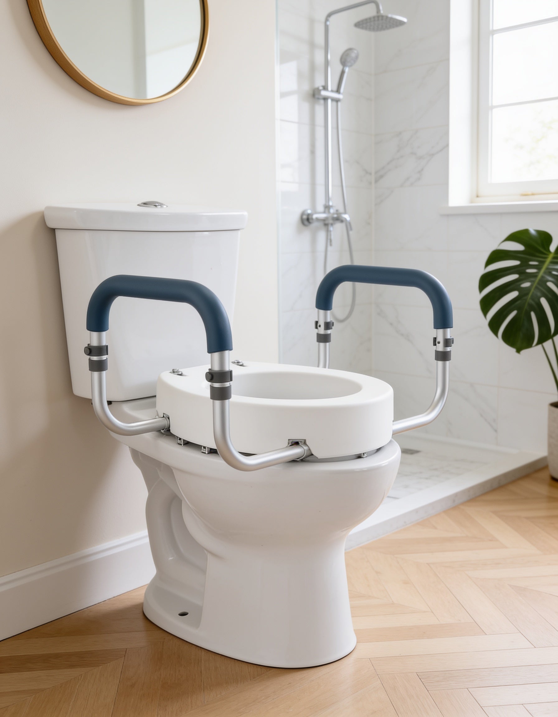Réhausseur de toilette  +8,9cm de Hauteur | Accoudoirs Aluminium | 136kg